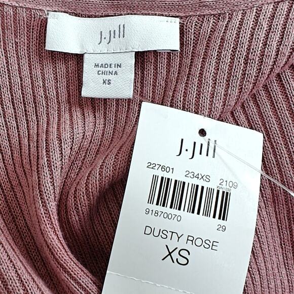 J Jill Rib Knit Open Cardigan Sweater Size XS Dusty Rose Pockets Longline NWT - Picture 6 of 9